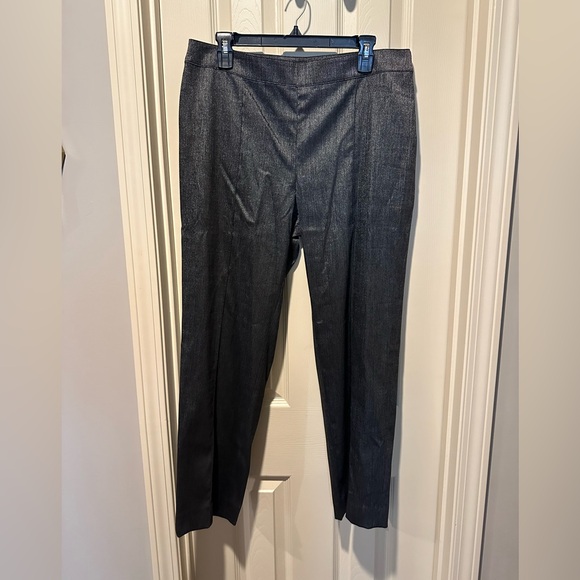St. John Emma Fit Black & Silver Metallic Thread Knit Wool Pants